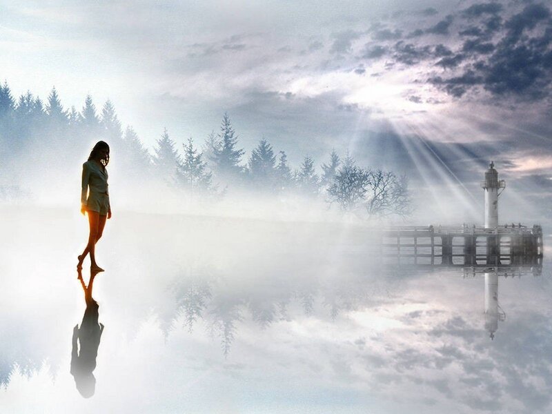 Woman Walking on Water — White