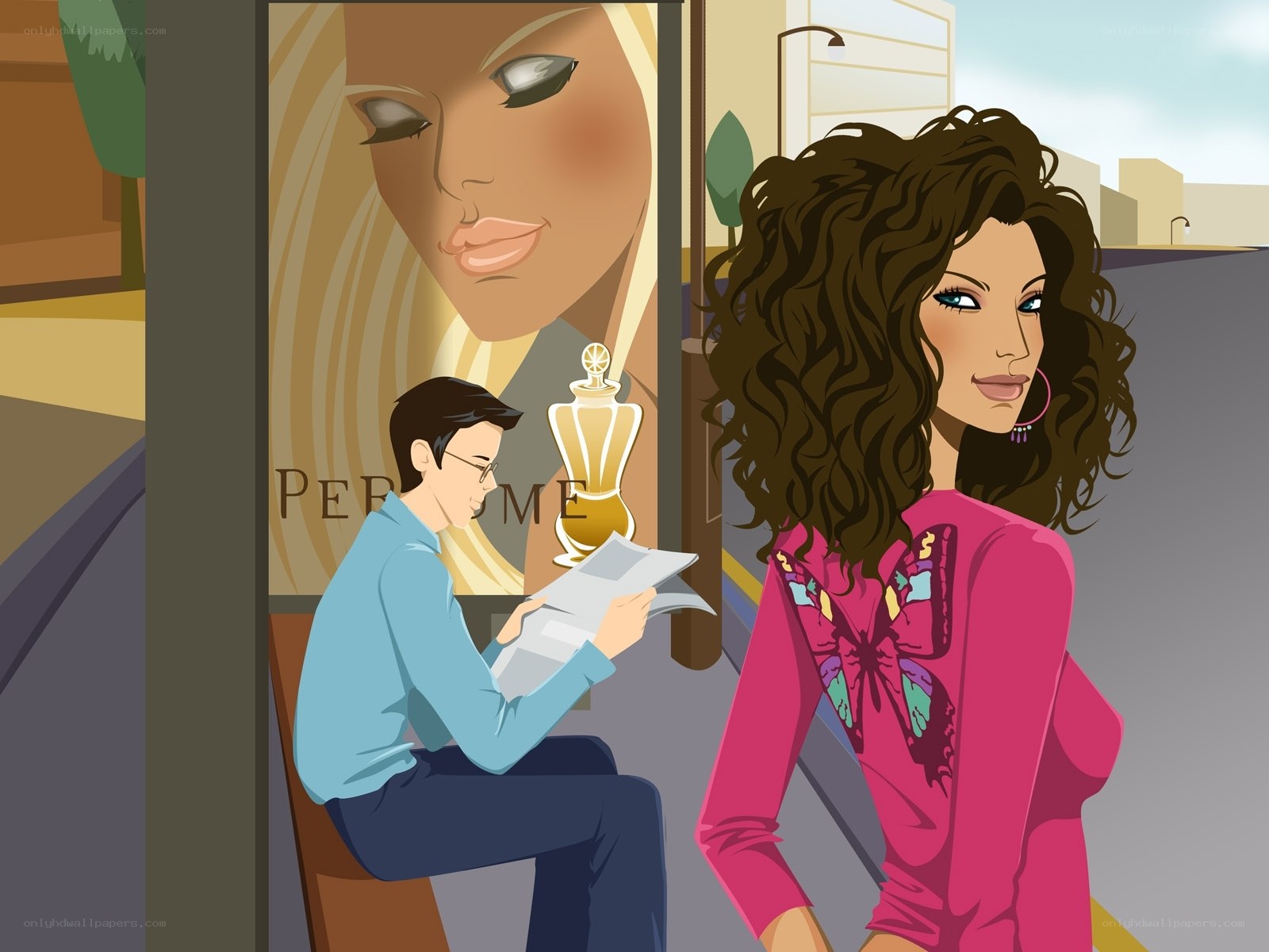 Woman walking past perfume store
