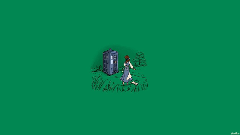 Woman Walking to Phone Booth