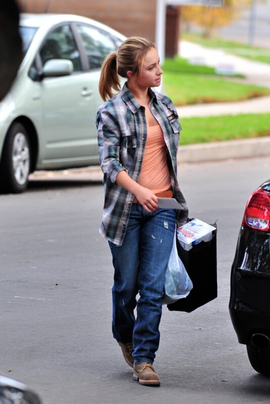 Woman walking with groceries