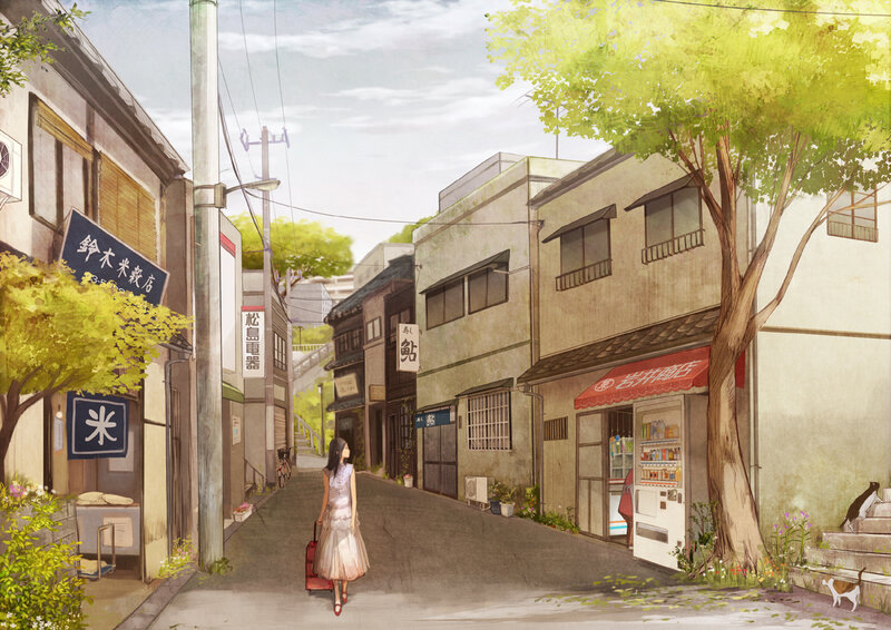 Woman Walking with Suitcase — Green