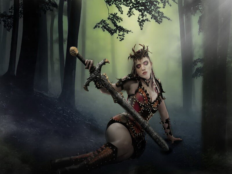 Woman Warrior in Forest — Green