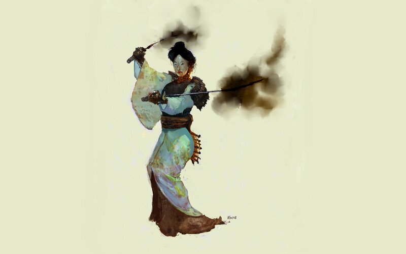 Woman Warrior with Swords