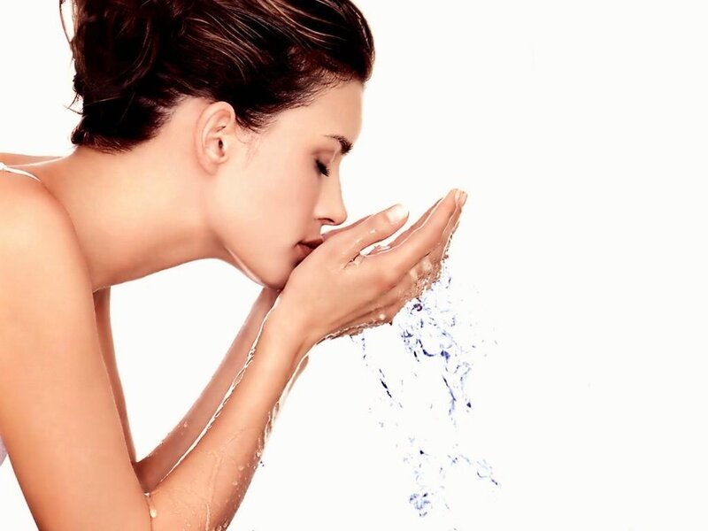 Woman Washing Face — White