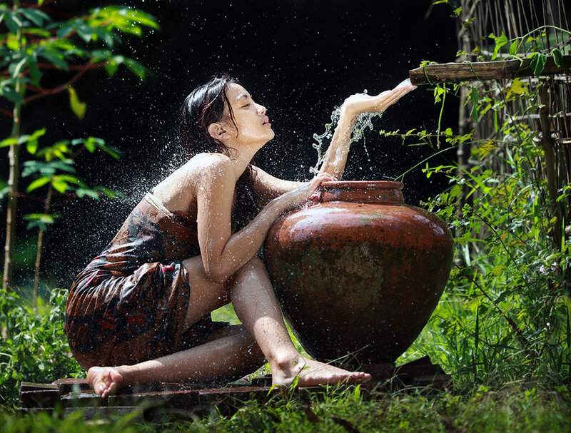 Woman Washing with Water