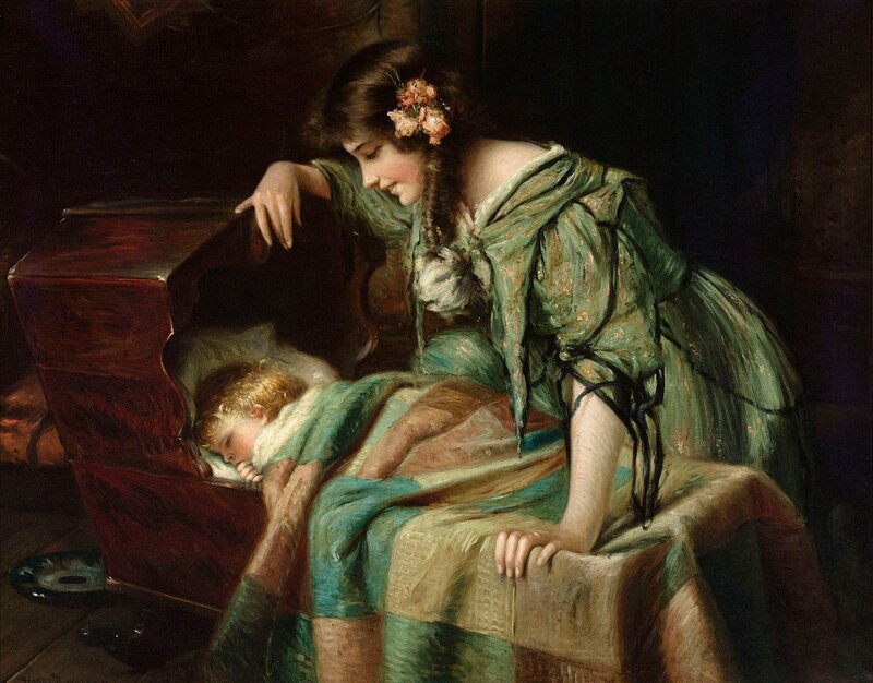 Woman Watching Child Sleep