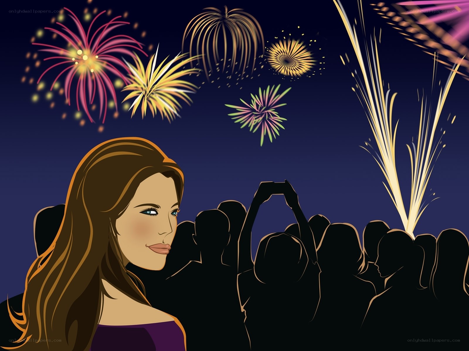 Woman watching fireworks