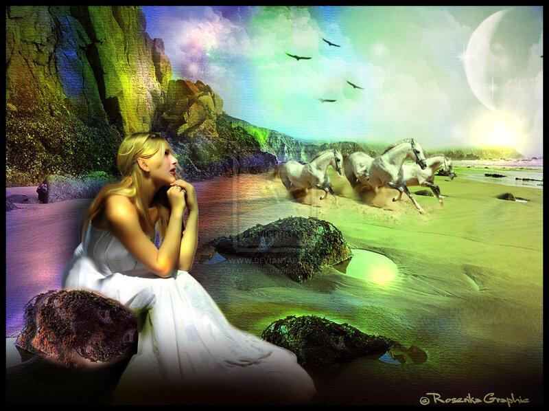 Woman Watching Horses
