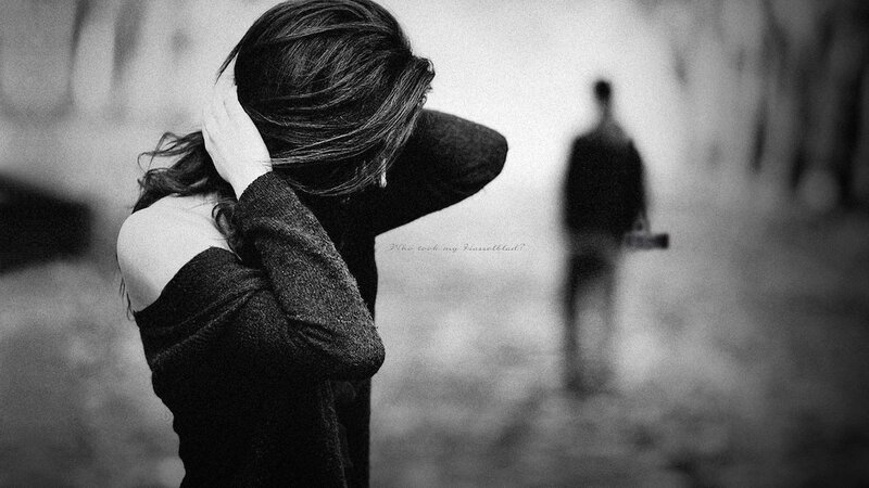 woman watching man walk away