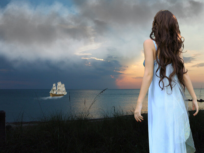 Woman Watching Ship