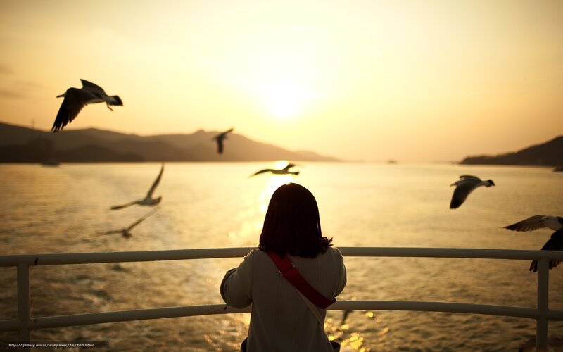 Woman Watching Sunset — Gold