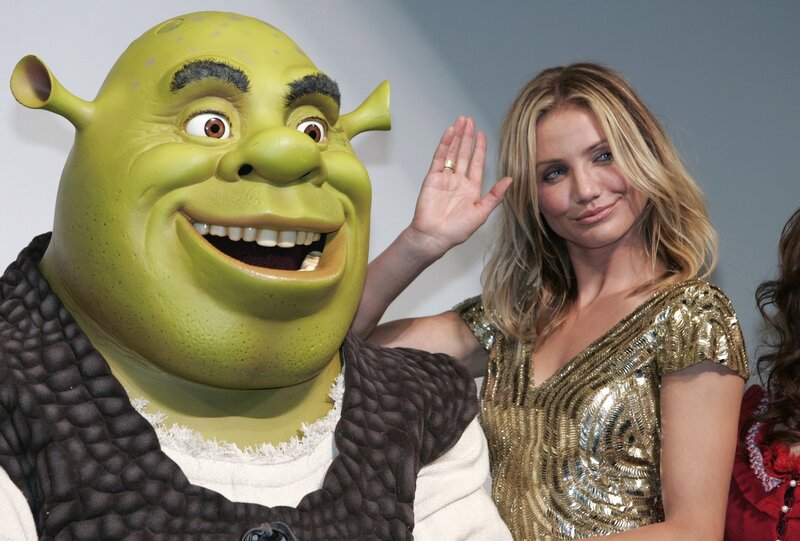 Woman Waving at Shrek