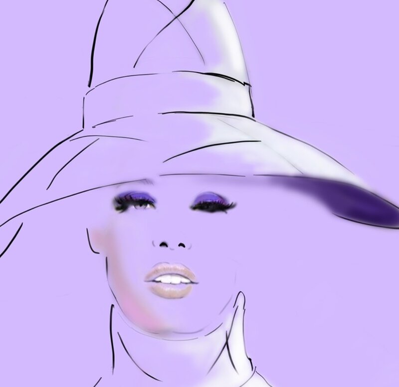 Woman Wearing a Hat — Purple