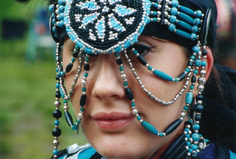Woman Wearing Beaded Headpiece