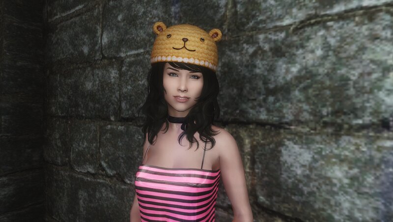 Woman Wearing Bear Hat — Pink