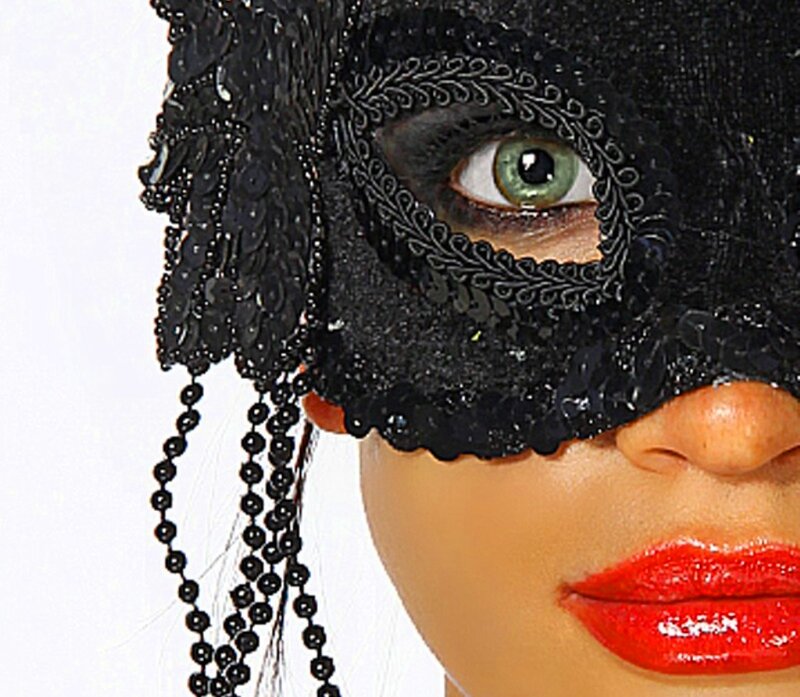 Woman Wearing Black Mask — Dramatic, Photograph, Green Eye