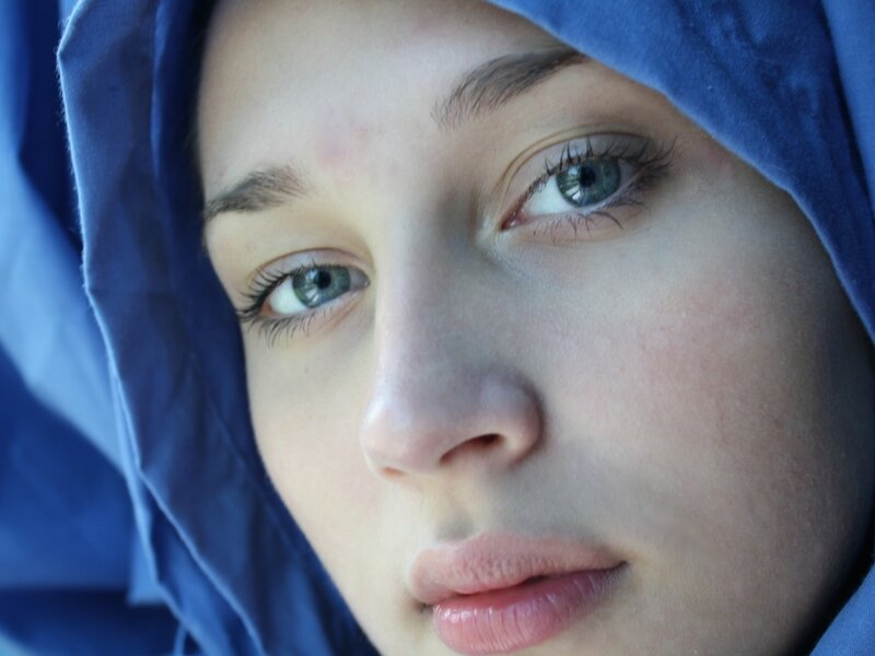 Woman Wearing Blue Headscarf
