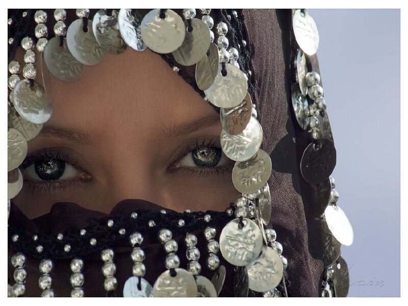 Woman Wearing Coin Veil