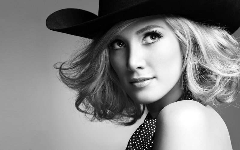 Woman Wearing Cowboy Hat — Black, Dramatic