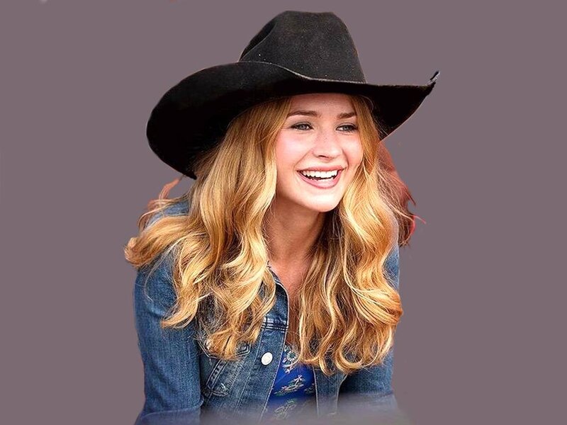 Woman Wearing Cowboy Hat — Black, Happy, Photograph
