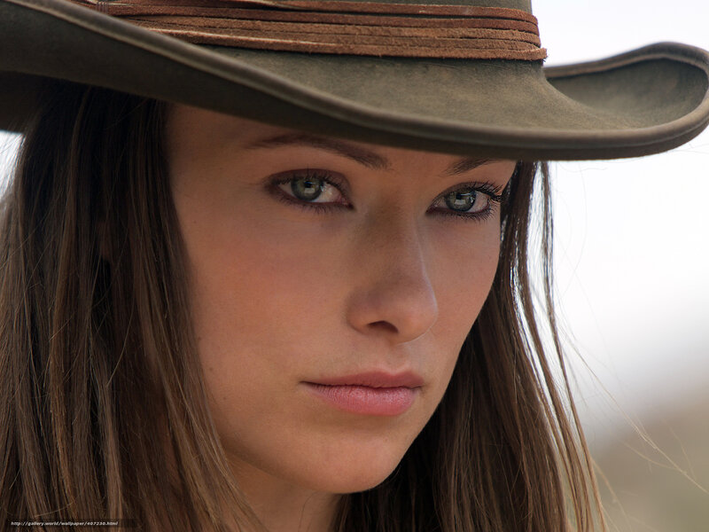 Woman Wearing Cowboy Hat — Brown, Serious