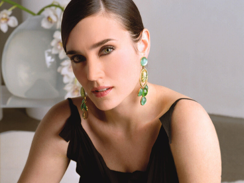 Woman Wearing Earrings — Black