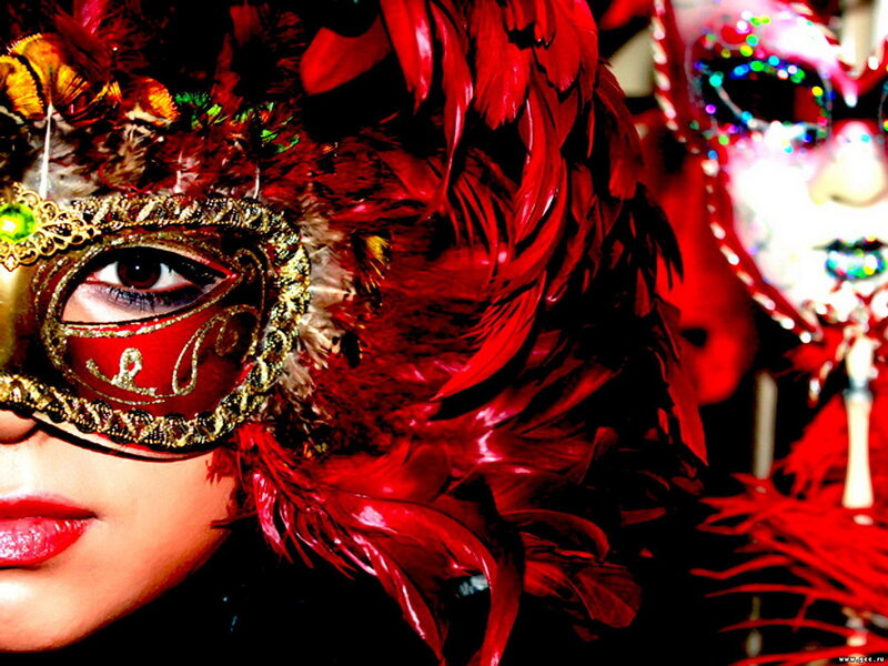 Woman Wearing Feather Mask