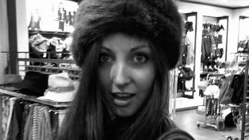 Woman Wearing Fur Hat — Black