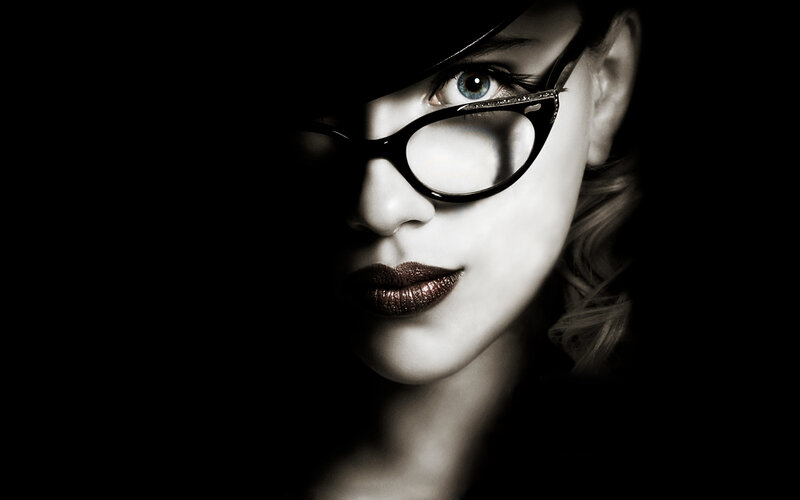 Woman Wearing Glasses — Black, Dramatic, Photograph, Lipstick, Dark Background
