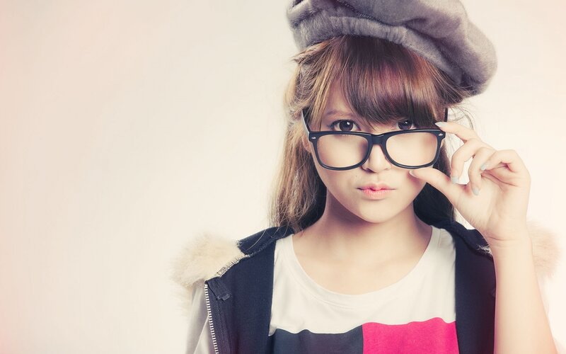 Woman Wearing Glasses — White
