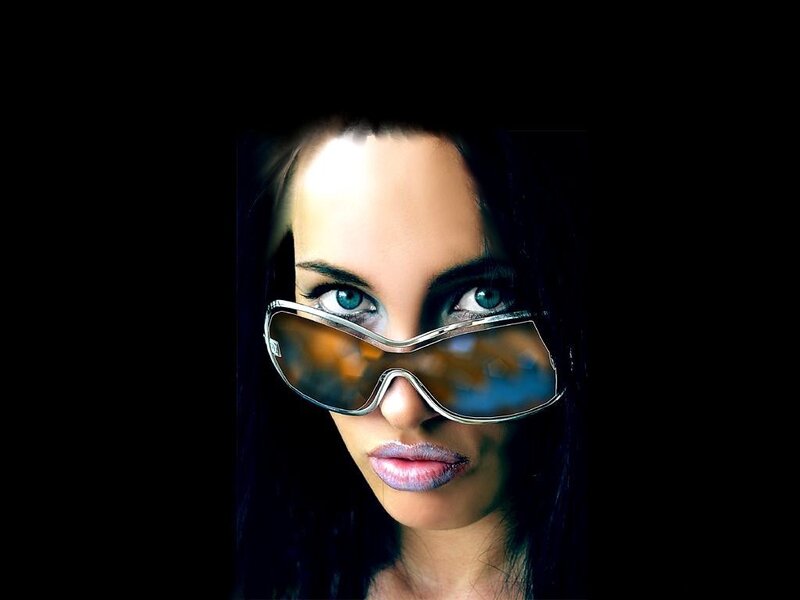 Woman Wearing Goggles — Black, Dramatic, Photograph