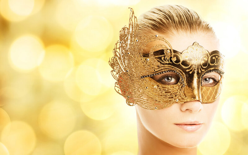 Woman Wearing Gold Mask — Festive
