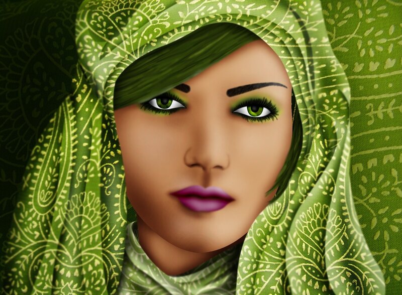 Woman Wearing Green Hijab