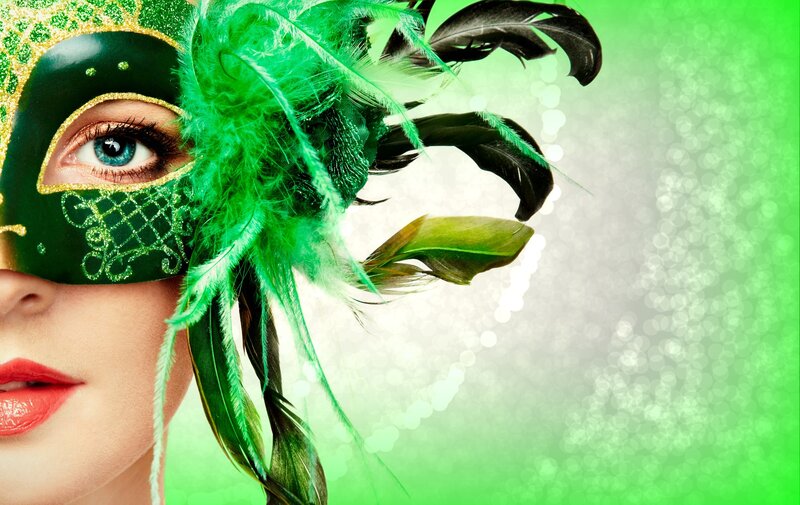 Woman Wearing Green Mask — Dramatic, Photograph