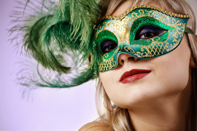 Woman Wearing Green Mask