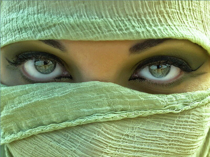 Woman Wearing Green Veil