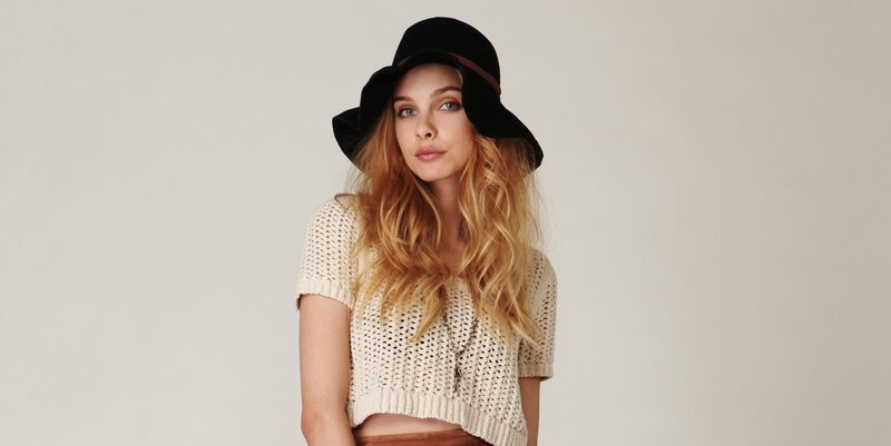 Woman Wearing Hat — Beige, Neutral