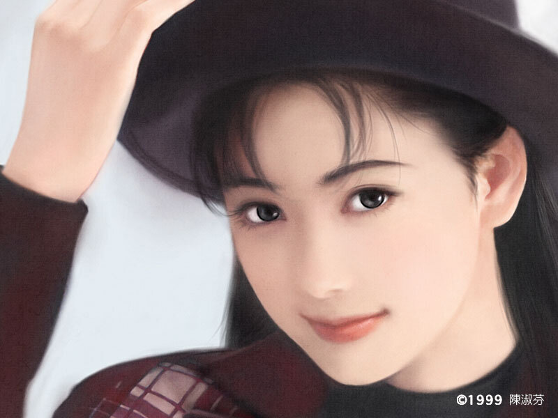 Woman Wearing Hat — Black, Calm, Photograph