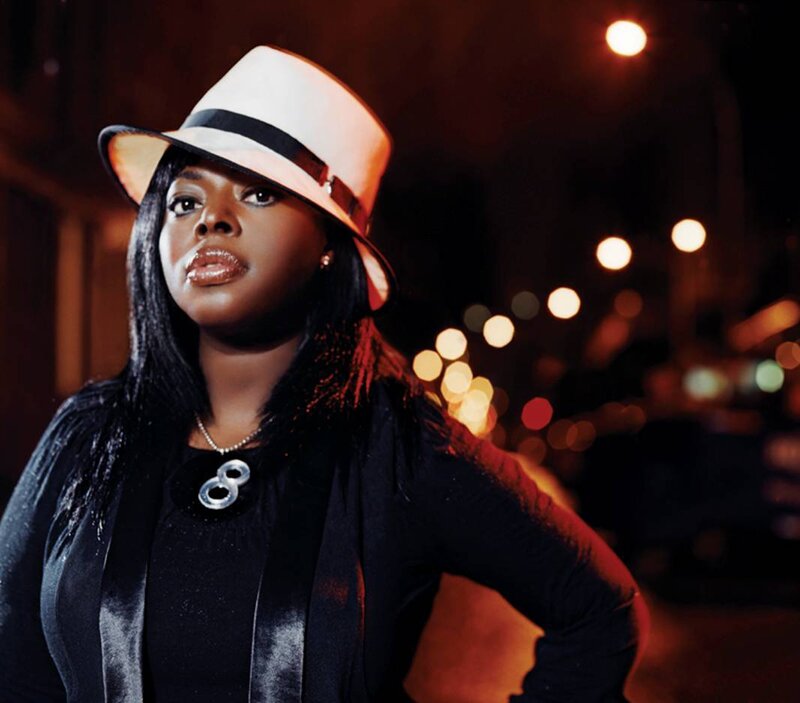Woman Wearing Hat — Black, Dramatic, Night, Photograph