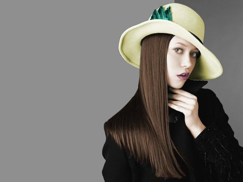 Woman Wearing Hat — Black, Dramatic, Photograph, Coat, Long Hair