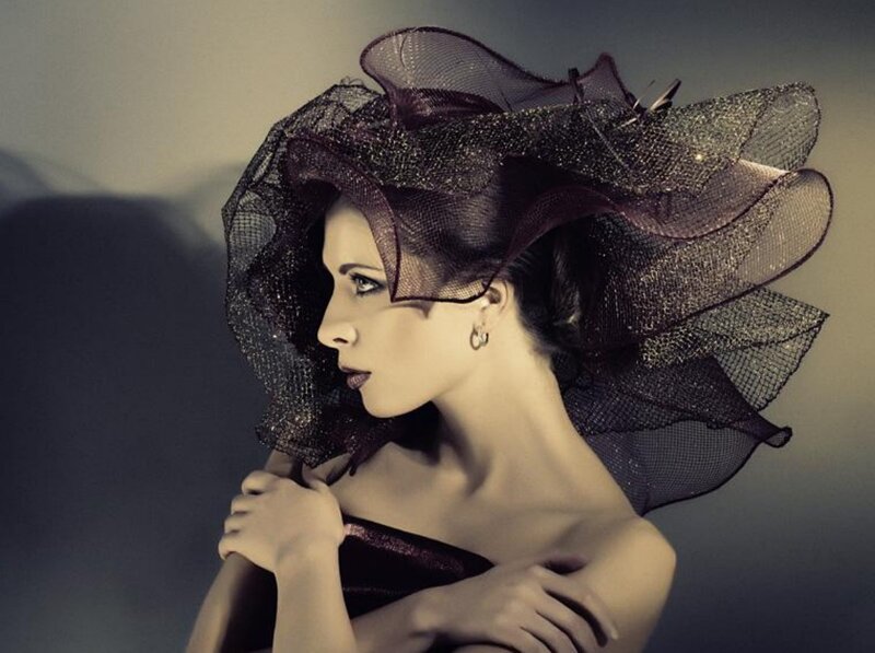 Woman Wearing Hat — Black, Dramatic, Photograph, Earring