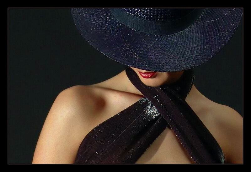 Woman Wearing Hat — Black, Dramatic, Photograph, Lipstick
