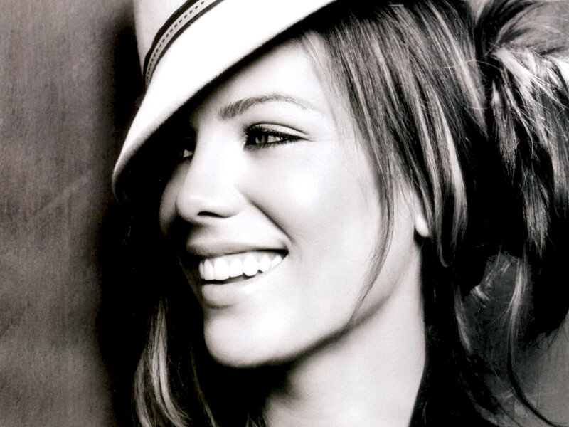 Woman Wearing Hat — Black, Happy