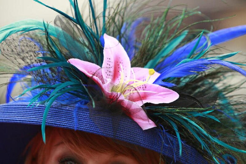 Woman Wearing Hat — Blue, Festive