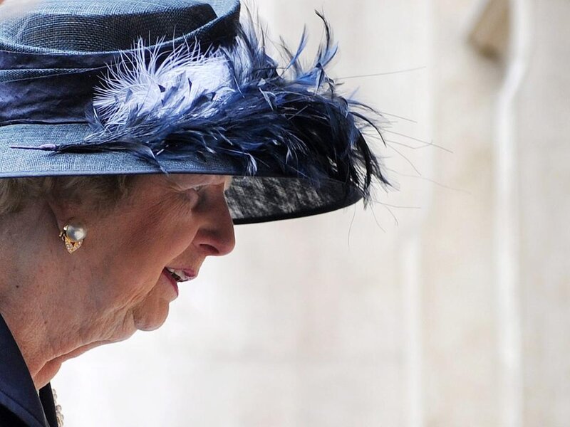 Woman Wearing Hat — Blue, Formal