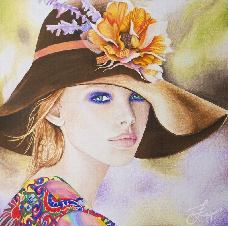 Woman Wearing Hat — Brown, Calm