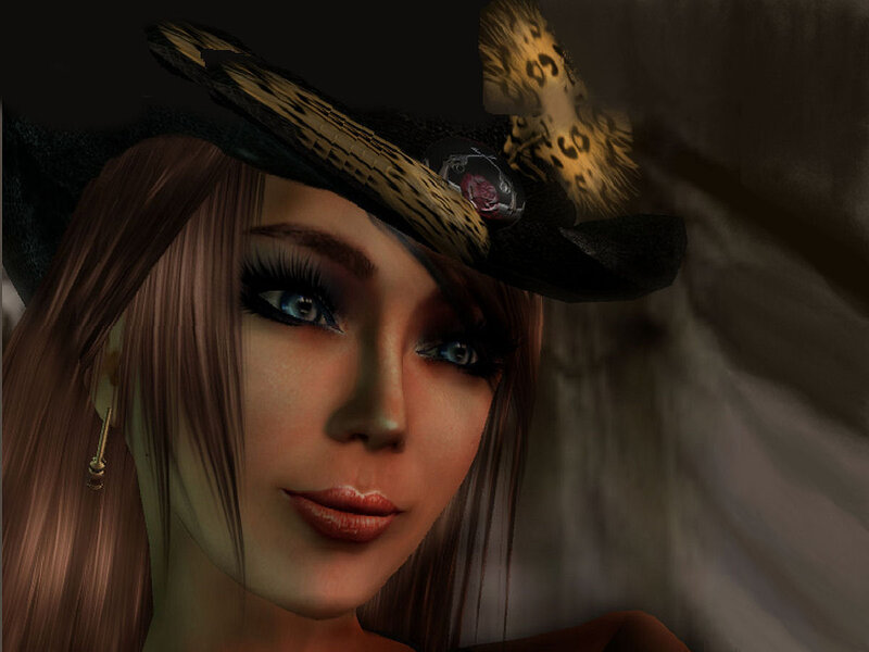 Woman Wearing Hat — Brown, Dramatic, 3d Render