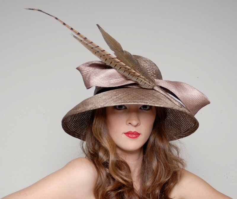 Woman Wearing Hat — Brown, Neutral, Photograph