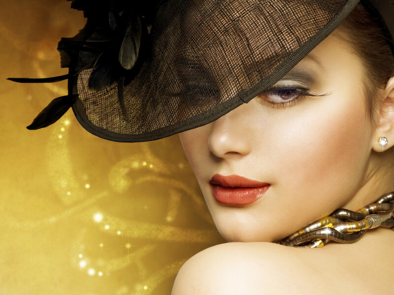 Woman Wearing Hat — Gold