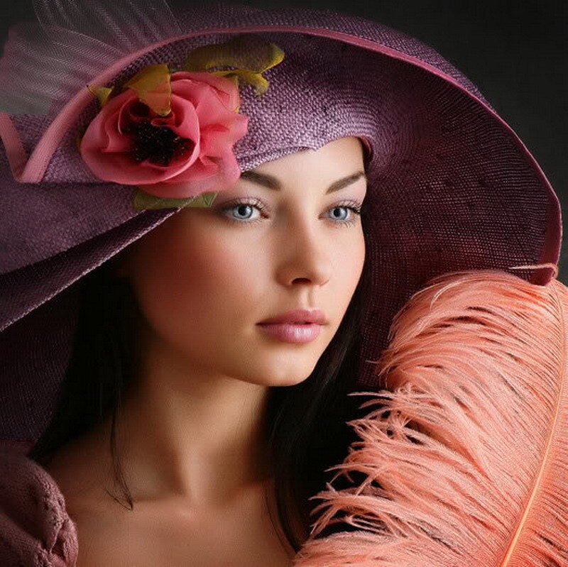 Woman Wearing Hat — Purple, Dramatic